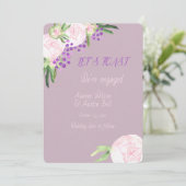 Verloving Waterverf Paarse Floral Card Kaart (Staand voorkant)