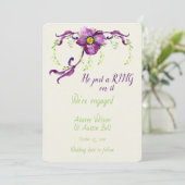 Verloving Waterverf Paarse Floral Card Kaart (Staand voorkant)