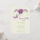 Verloving Waterverf Paarse Floral Card Kaart (Voorkant / Achterkant in situ)