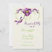 Verloving Waterverf Paarse Floral Card Kaart (Voorkant)