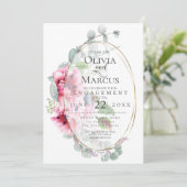 VERLOVING | Waterverf Pink Poppies Eucalyptus Kaart (Staand voorkant)