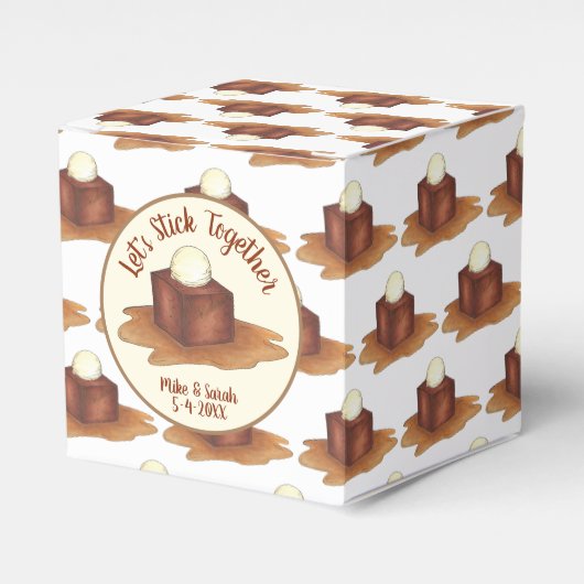 Verloving Wedding Party Sticky Toffee Pudding Bedankdoosjes (Voorkant Zijde)