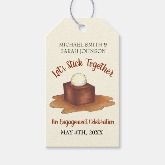 Verloving Wedding Party Sticky Toffee Pudding Cadeaulabel (Voorkant)