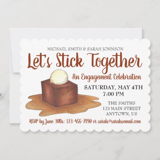 Verloving Wedding Party Sticky Toffee Pudding Kaart (Voorkant)