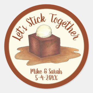 Verloving Wedding Party Sticky Toffee Pudding Ronde Sticker