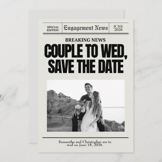 Verloving Wedding Save the Date Breaking Nieuws (Voorkant / Achterkant)