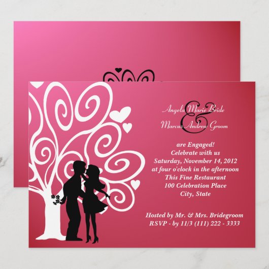 Verloving/Wedding Silhouette Kaart (Voorkant / Achterkant)