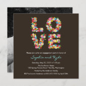 Verloving Whimsical LOVE Spring Flowers nodigt uit Kaart (Voorkant / Achterkant)