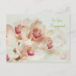 Verloving - Whitw Orchids in volledig blote Briefk Briefkaart