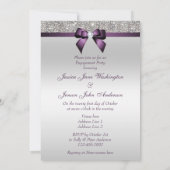 Verloving zilveren pailletten violette boog kaart (Achterkant)