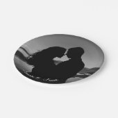 Verloving zwart-wit foto papieren bordje (Gekanteld)