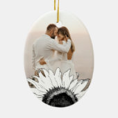 Verloving zwart-wit zonnebloem Foto Keramisch Ornament (Achterkant)