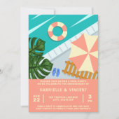 Verloving Zwembad Party Tropische Zwembad Scène Kaart (Voorkant)