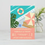 Verloving Zwembad Party Tropische Zwembad Scène Kaart (Staand voorkant)