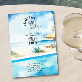 Verloving Zwembad Party Waterverf Strand Kaart