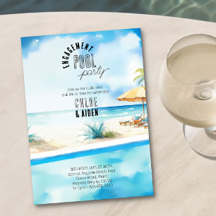 Verloving Zwembad Party Waterverf Strand Kaart