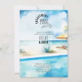 Verloving Zwembad Party Waterverf Strand Kaart (Voorkant)