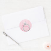 Verlovingen ring "Ja" - roze Ronde Sticker (Envelop)