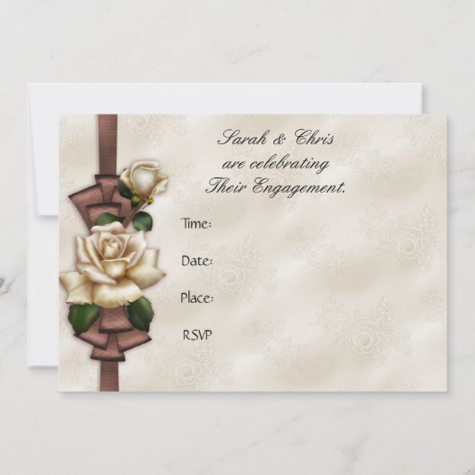 Verlovingen Uitnodiging Antiek Beige Roos (Achterkant)