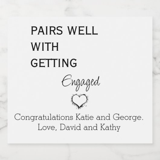 Verlovingen wijnetiket likeurfles etiket (Enkel label)