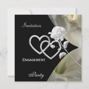 Verlovings Elegant Elegant Zwart Witte Roos 2 Kaart