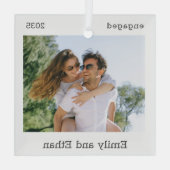 Verlovings Minimaal Foto Modern Koppel Ornament (Achterkant)