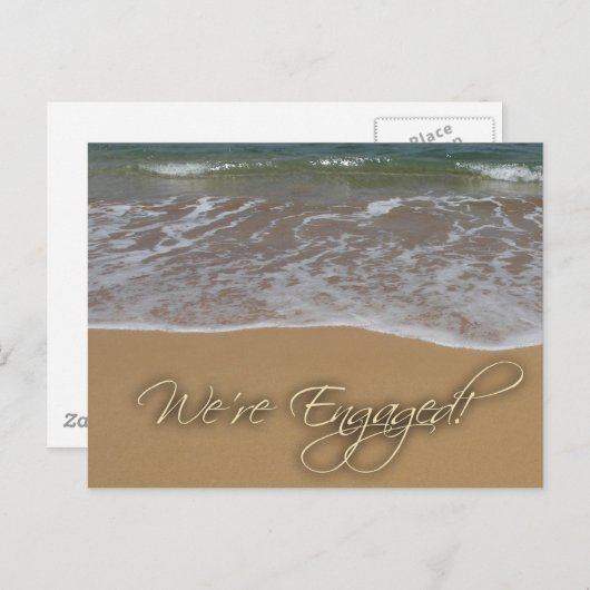 Verlovingsaankondiging - aan het strand aankondigingskaart (Voorkant / Achterkant)