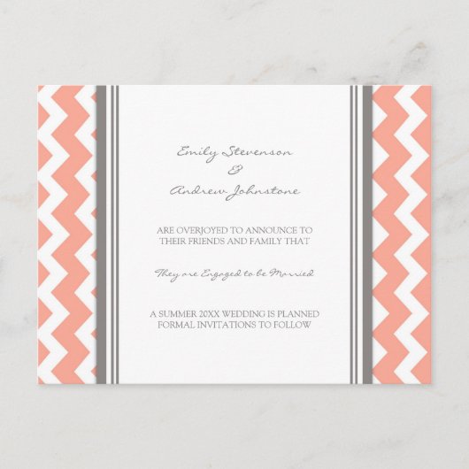 Verlovingsaankondiging Ansichtkaart Koraal Grijs Aankondigingskaart (Voorkant)