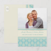 Verlovingsaankondiging Foto Ansichtkaarten Aqua Cr Aankondigingskaart (Voorkant / Achterkant)