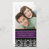 Verlovingsaankondiging Foto Kaart Plum Damask (Voorkant / Achterkant)