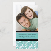 Verlovingsaankondiging Fotokaart Teal Damast Aankondiging (Voorkant / Achterkant)