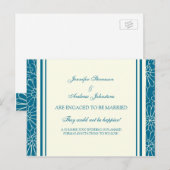 Verlovingsaankondiging Kaarten Blauw en Crème (Voorkant / Achterkant)