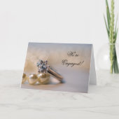 Verlovingsaankondiging met diamanten ring en parel aankondiging (Voorkant)