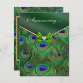 Verlovingsaankondiging met smaragdgroene pauw aankondiging (Voorkant / Achterkant)