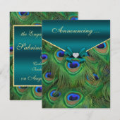 Verlovingsaankondiging met Teal Pauw Aankondiging (Voorkant / Achterkant)