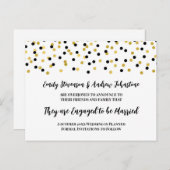 Verlovingsaankondiging met zwarte gouden confetti aankondigingskaart (Voorkant / Achterkant)