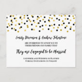 Verlovingsaankondiging met zwarte gouden confetti aankondigingskaart (Voorkant)