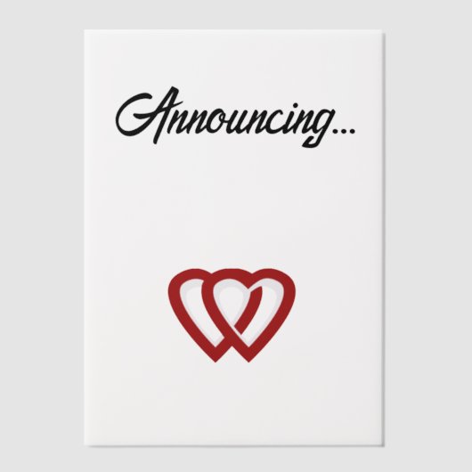 Verlovingsaankondiging van twee harten vellum uitnodigingen (Voorkant)