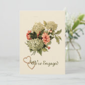 Verlovingsaankondiging Vintage Bloemenboeket Aankondiging (Staand voorkant)