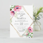 Verlovingsaquarel Roze Klaprozen Kaart (Staand voorkant)