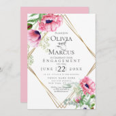 Verlovingsaquarel Roze Klaprozen Kaart (Voorkant / Achterkant)