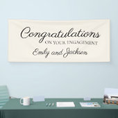 Verlovingscongratratie Scriptnaam Crème Wit Spandoek (Beurs)