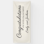 Verlovingscongratratie Scriptnaam Crème Wit Spandoek (Verticaal)
