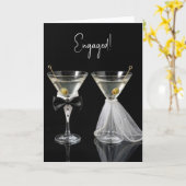 Verlovingscongratulaties Martini Cocktails Kaart (Gele Bloem)