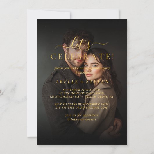 Verlovingsfeest Aangepaste foto-uitnodiging Kaart (Voorkant)