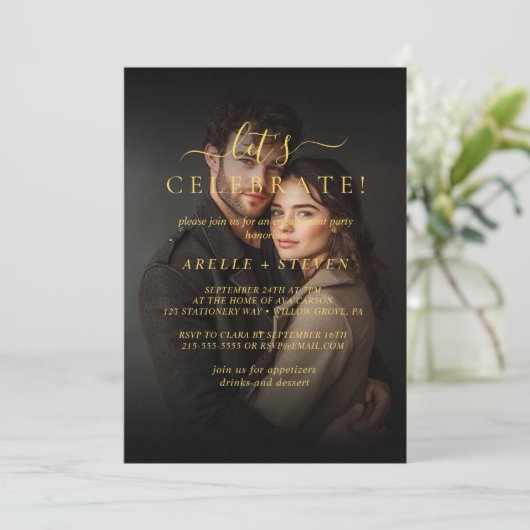 Verlovingsfeest Aangepaste foto-uitnodiging Kaart (Staand voorkant)