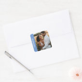 Verlovingsfeest aangepaste fototekst vierkante sticker (Envelop)