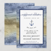 Verlovingsfeest Blauw Goud Waterverf #Nautical Kaart (Voorkant / Achterkant)