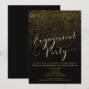 VERLOVINGSFEest Borrel Zwart & Goud Confetti Glam Kaart