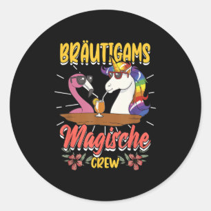 Verlovingsfeest Bruidegom Bruid Eénhoorn Jonggezel Ronde Sticker